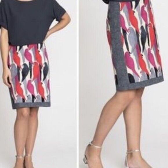 Nic + Zoe Parrot Print Cotton Blend Knee Length Pencil Skirt Size 4 - Picture 2 of 12